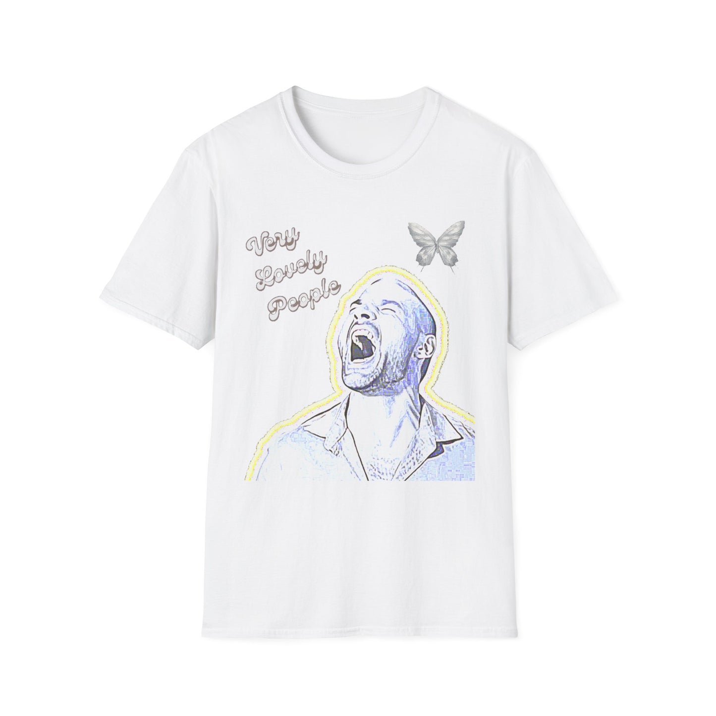 Graphic T-Shirt — 'You Lovely People' Portrait with Butterfly