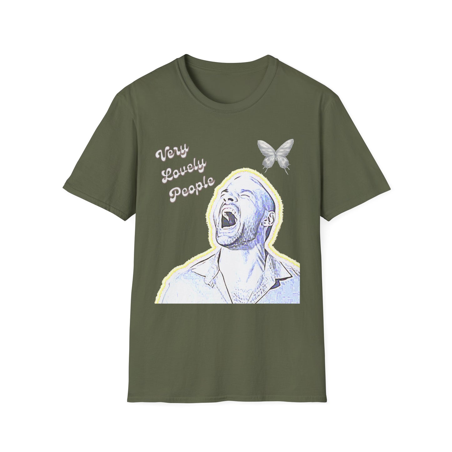 Graphic T-Shirt — 'You Lovely People' Portrait with Butterfly